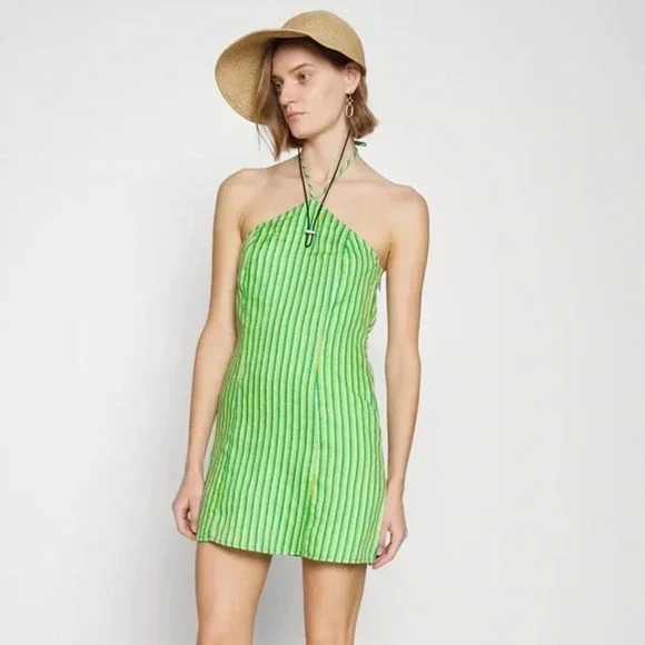 Faithfull The Brand Muthia Mini Dress In Bau-Bau Stripe Print - Picture 2 of 12